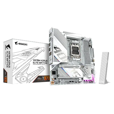 Placa de baza Gigabyte X870M AORUS ELITE WIFI7 ICE, Socket AM5, DDR5, Micro-ATX