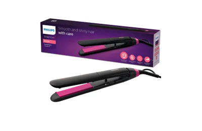 Placa de indreptat parul PHILIPS BHS375/00, Cu placi ceramice cu infuzie cheratina, 2 trepte de temperatura, 220C, timp de incalzire  60s, Negru, L x A x I (mm) 54x346x90