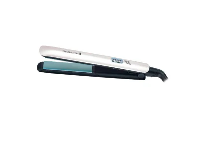 Placa de indreptat parul Shine Therapy S8500, Placi late, Invelis ceramic cu Ulei de Argan si Vitamina E, 150-235ºC, Alb