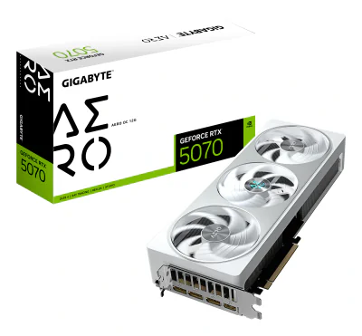 GIGABYTE GeForce RTX 5070 AERO OC 12G Graphics Card, GeForce RTX 5070, 12 GB, GDDR7, 192 bit, 7680 x 4320 pixels, PCI Express x16 5.0