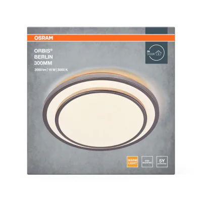 Plafoniera LED OSRAM Orbis Berlin 300, 16W, 2000 lm, lumina calda(3000K), IP20, Ø30cm, metal/plastic, Argintiu
