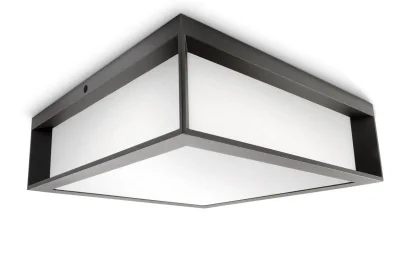 Plafoniera pentru exterior Philips Skies, 2xE27, max 2x14W LED, IP44,260x260x81mm, Antracit