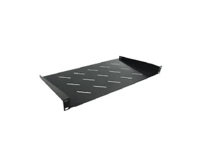 Polita fixa pentru rack-uri 19", inaltime 2U, adancime utila 350mm, neagra, sustine 30kg