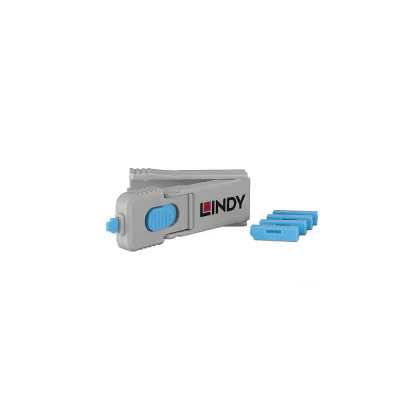 Port blocker Lindy 4 x Display Port, material ABS, albastru