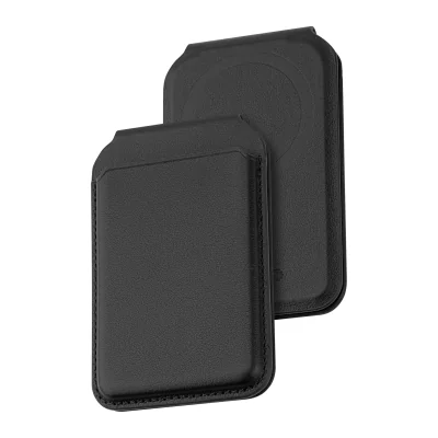 Portofel Dviced din piele cu MagSafe, pliabil, pentru iPhone, Negru
