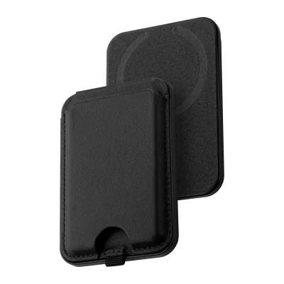 Portofel Dviced Leather pliabil cu suport și MagSafe pentru iPhone, Negru