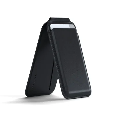 Portofel magnetic cu suport Satechi din piele vegană pentru iPhone, Black
