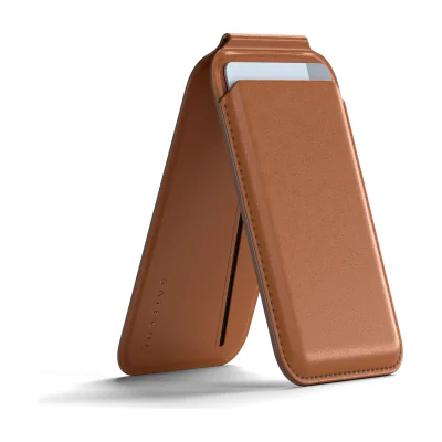 Portofel magnetic cu suport Satechi din piele vegană pentru iPhone, Brown