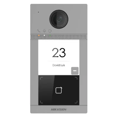 Post de exterior videointerfon IP Hikvision DS-KV8113-WME1(C); WIFI; 1 x buton de apelare( pentru o singura familie- permite apelarea a mai multor monitoare de interior); camera video 2MP True WDR ( unghi vizualizare: Horizontal: 129° Vertical: 75°),