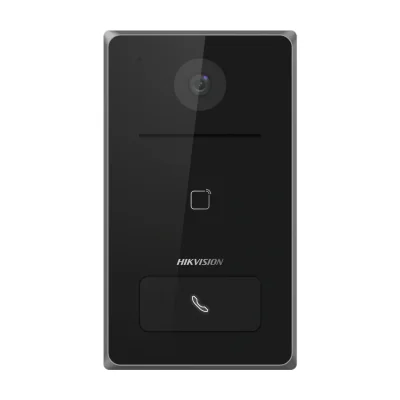 Post exterior videointerfon IP pentru vilă HIKVISION DS-KV6133-ME1, 1 buton de apel, montaj aparent sau îngropat, PoE