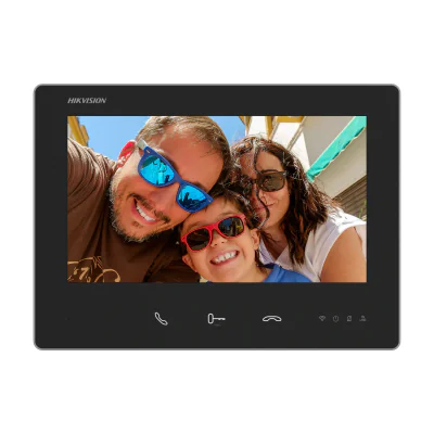 Post interior videointerfon 2 fire HD HIKVISION DS-KH7300EY-WTE2, ecran tactil 7 inch, Wi-Fi, montaj aparent, Black