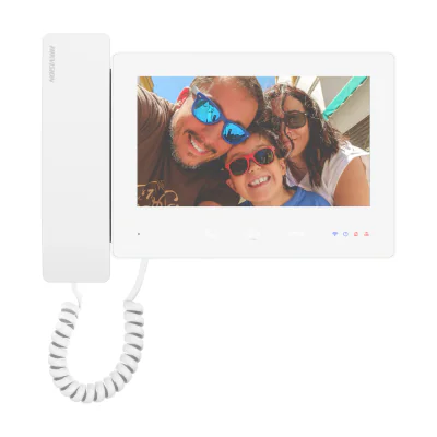 Post interior videointerfon 2 fire HD HIKVISION DS-KH7300EY-WTHE2/WH, ecran tactil 7 inch, Wi-Fi, montaj aparent, White