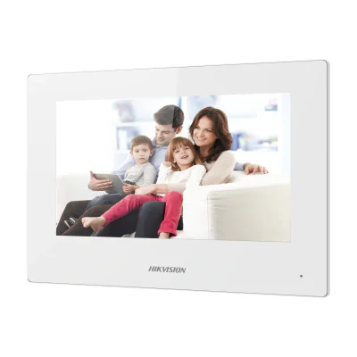 Post interior videointerfon 2 fire HIKVISION DS-KH6320Y-WTE2/WH, ecran tactil 7 inch, Wi-Fi, montaj aparent, White