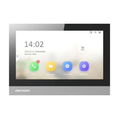 Post interior videointerfon IP HIKVISION DS-KH8380-WTE1/SF, ecran tactil 7 inch, Wi-Fi, montaj aparent, îngropat sau pe masă, PoE