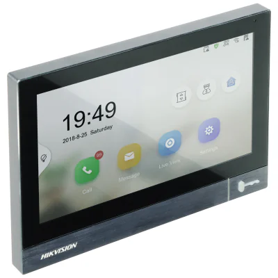 Post interior videointerfon IP HIKVISION DS-KH8381-WTE1/SF, ecran tactil 7 inch, Wi-Fi, montaj aparent, îngropat sau pe masă, PoE