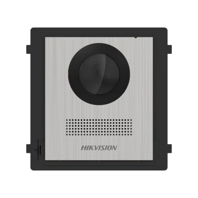 Post videointerfon de exterior pentru blocuri Hikvision DS-KD8003-IME1 (B)NS  2MP HD Camera, Fish eye, IR Supplement, RAM 256 MB,2 lock relays, 4-ch alarm input,Wired network 10/100 Mbps self-adaptive Ethernet, Network interface 1 RJ45, 12 VDC Power 