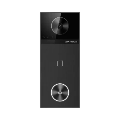 Post videointerfon de exterior WI-FI Hikvision DS-KV6114-WBE1, montaj aparent, camera HD 4MP, WDR, unghi vizualizare: orizontal:  150° vertical: 75°, iluminare IR: 3m, cititor de card incorporat mifare M1 13.56 MHz, microfon omnidirectional si difuzo