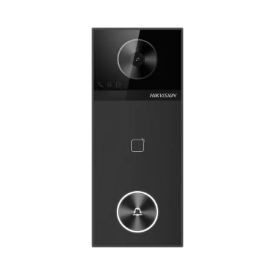 Post videointerfon de exterior WI-FI Hikvision DS-KV6114-WBE1, montaj aparent, camera HD 4MP, WDR, unghi vizualizare: orizontal:  150° vertical: 75°, iluminare IR: 3m, cititor de card incorporat mifare M1 13.56 MHz, microfon omnidirectional si difuzo