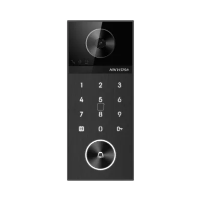 Post videointerfon de exterior WI-FI Hikvision DS-KV6124-WBE1, montaj aparent, camera HD 4MP, WDR, unghi vizualizare: Horizontal:  150° Vertical: 75°, iluminare IR 3 metri, cititor de card incorporat Mifare 13.56 MHz, comunicare audio bidirectionala,