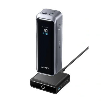 POWER BANK Anker 20.000 mAh, 220W, max 100W input, max 140W output per port USB-C Power IQ 4.0, 2 x USB-C, 1x USB-A(output), display inteligent, 510g, gri, "A110BH11" - 194644239350