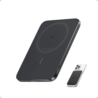 POWER BANK Anker "Nano" 5.000 mAh, 15W MagGo, slim, magnetic, wireless, 1 x USB-C incarcare, 122g, negru, "A1665H11" - 194644235475