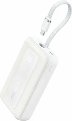 POWER BANK Anker "Zolo" 10.000 mAh, 30W, cablu USB-C incorporat, 2 x USB-C, 1 x USB-A, PD, QC, alb, "A1689H21" - 0194644201142