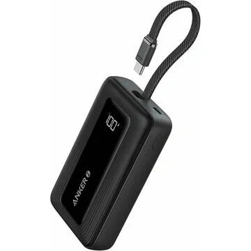 POWER BANK Anker "Zolo" 10.000 mAh, 30W, cablu USB-C incorporat, 2 x USB-C, 1 x USB-A, PD, QC, negru, "A1688H11" - 0194644201081