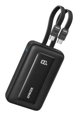 POWER BANK Anker "Zolo" 20.000 mAh, 45W Fast charge, 1 x USB-C, 1 x USB-A, afisaj electronic, cablu USB-C inclus, 362, negru, "A1681H12" - 194644287955