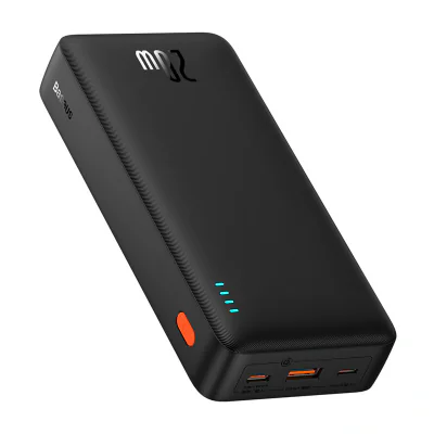 POWER BANK Baseus Airpow, 20000mAh, 20W, 1 x USB; 1 x USB Type-C input/output, total 3A, include cablu USB la USB Type-C de 50cm, negru, "P10022804113-00" - 6932172648718
