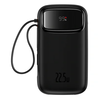 POWER BANK Baseus EnerFill FC31, 20000mAh, 22.5W, display, 1 x USB, cablu integrat USB Type-C si Iphone Lightning, negru, "P10082107123-00" - 6932172691196
