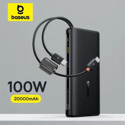 POWER BANK Baseus EnerFill FC41, display, cablu integrat retractabil 2 x USB Type-C, capacitate 20000mAh 100W, alb "E0028N04" - 6942521201815