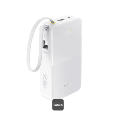 POWER BANK Baseus EnerFill FC51 Bipow2 Pro, 20000mAh, PD 22.5W, 1 x USB; 1 x cablu integrat USB Type-C, 1 x Type-C, digital display pt. status baterie,total 2.4A, alb "E0027700" - 6932172691882