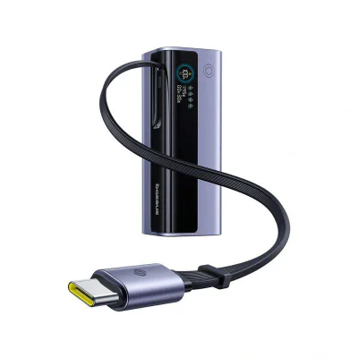 POWER BANK Baseus EnerGeek GR11, 20000mAh, 145W, 2 x USB Type-C, 1 x USB, cablu integrat USB Type-C, display, gri, "E0027B01" - 6932172691738