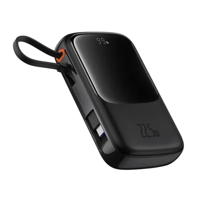POWER BANK Baseus Qpow Pro+, display, capacitate 10000mAh, 22.5W, 1 x USB; 1 x USB Type-C, cablu integrat 1 x USB Type-C, total 5V/2.4A, negru, "P10067101113-00" - 6932172652463