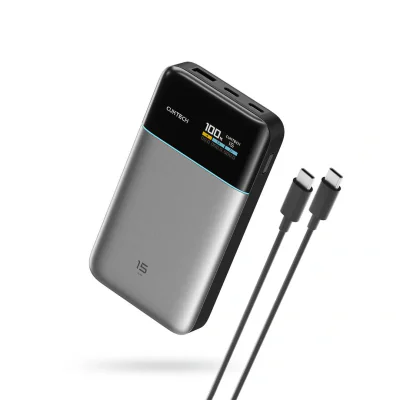 POWER BANK Cuktech 15 Power Bank Air, 15000mAh, 100W, 1 x USB, 2 x USB Type-C, digital display pt. status baterie, gri "CKPB150SGLGR"