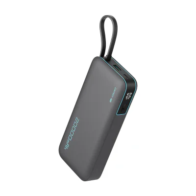 POWER BANK Cuktech CP25, 20000mAh, 55W, 1 x USB; 1 x USB Type-C, 1 x cablu USB Tpe-C integrat, digital display pt. status baterie, gri "CUKP200NGLDG"