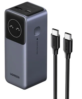 POWER BANK Ugreen "PB724", 12000mAh, 100W, 1 x USB Type-C input/output, 1 x USB, display, gri, "35526B" - 6941876242948
