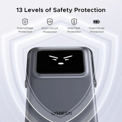 POWER BANK Ugreen "PB764", 10000mAh, 20W, prindere magnetica, wireless charging: Qi 2 15W max, 1 x USB Type-C input/output, gri "45329"