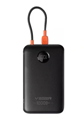 POWER BANK USB 10000MAH/W/CABLE BLACK W1189 VEGER