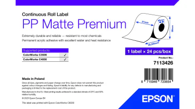 PP MATTE LABEL PREM CONTINUOUS/ROLL 51X29MM