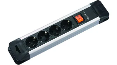 PRELUNGITOR Bachmann, Schuko x 4, conectare prin Schuko (T), cablu 2 m, protectie copii, negru | argintiu, "330.100R"