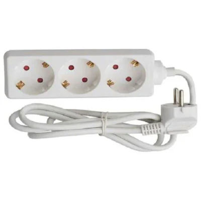 Prelungitor Bachmann SELLY 3xCEE7/3 PC, fara intrerupator, lungime cablu 1.5m, H05VV-F 3G1, alb