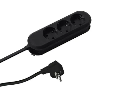 Prelungitor Bachmann SMART 3xCEE7/3, fara intrerupator, lungime cablu 3m, H05VV-F 3G1.5 negru, nedemontabil