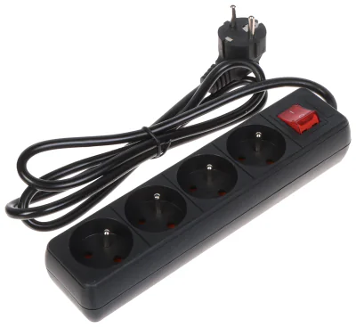 Prelungitor BLOW PR-1.5M-4G-SW/B, 4 prize, 1,3 m, cu întrerupător, negru