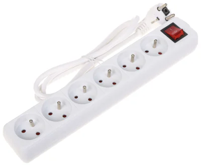 Prelungitor BLOW PR-1.5M-6G-SW/W, 6 prize, 1,3 m, cu întrerupător, alb