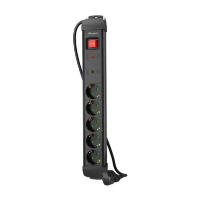 Prelungitor cu protecție la supratensiune Lanberg SP1, 5 metri, 5 prize Schuko, negru