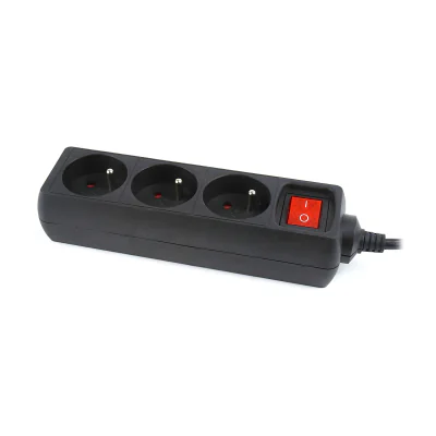 PRELUNGITOR GEMBIRD, Schuko x 3, conectare prin IEC C14 (T), cablu 0.6 m, 10 A, protectie copii, negru, "EG-PSU3F-01"