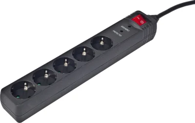 GEMBIRD SPG-5-C-5 surge protector 5 sockets self diagnostic indicator VDE approved german plug power cord 1.5m