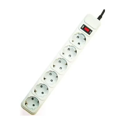 Prelungitor GEMBIRD, Schuko x 6, conectare prin Schuko (T), cablu 3 m, 16 A, protectie supratensiune, protectie copii, gri