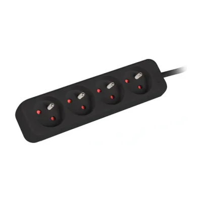 Prelungitor Lanberg 1,5 metri, 4 prize, cablu din cupru, negru